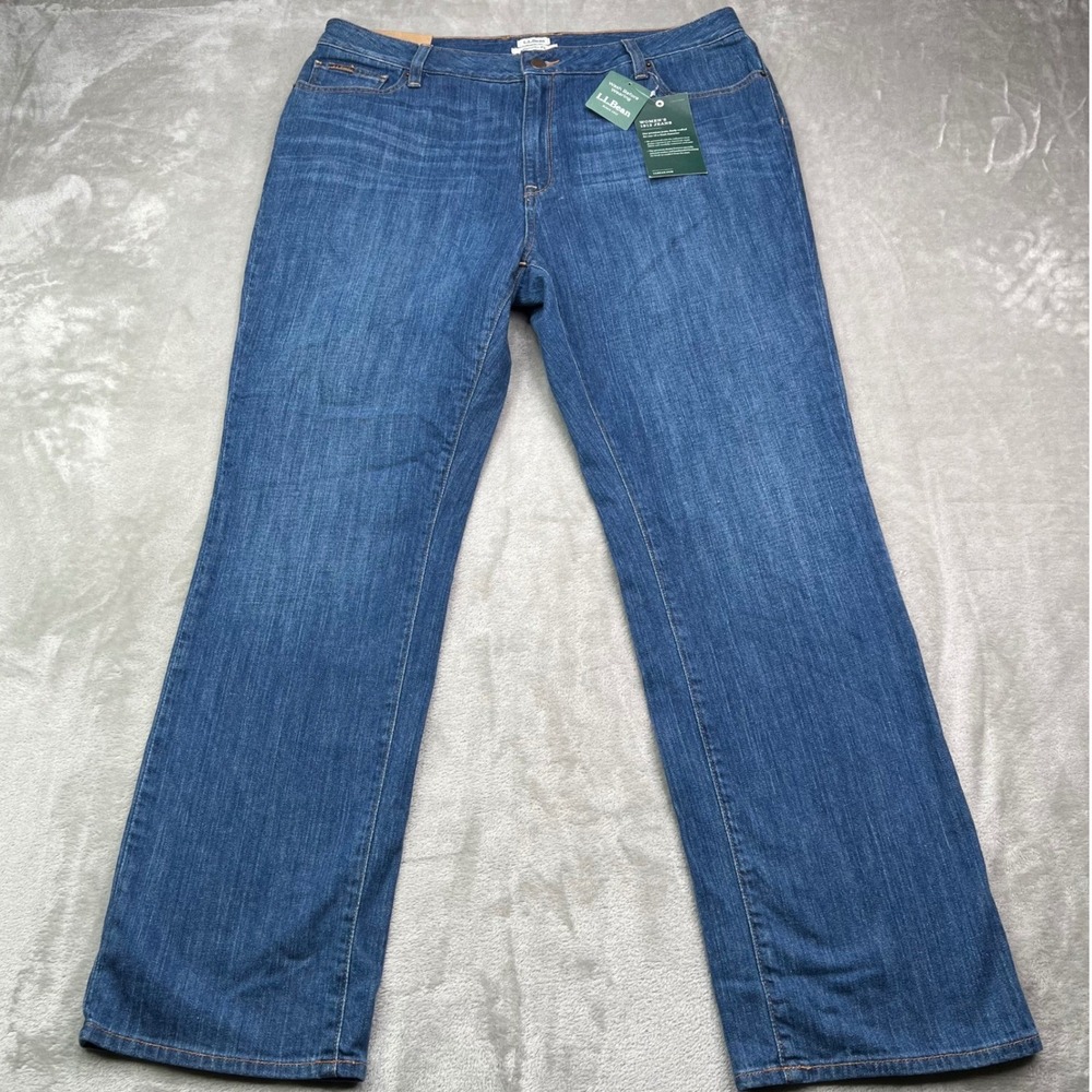 L.L.Bean 1912 Favorite Fit‎ Jeans Womens 16 Reg Blue Straight Stretch Denim
